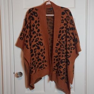 Ann Taylor Animal Print Fuzzy Sweater Wrap